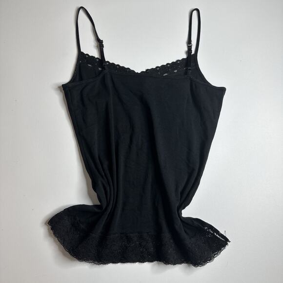 Esprit Y2K Black Lace Trim Cami Tank XL Clean Girl Lounge Minimalist Soft - Picture 4 of 12